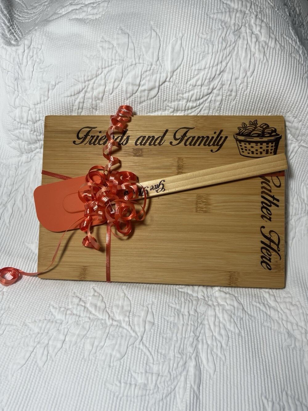 Custom Laser Engraved Wood Cutting Board With Spatula Gift Set Give Thanks